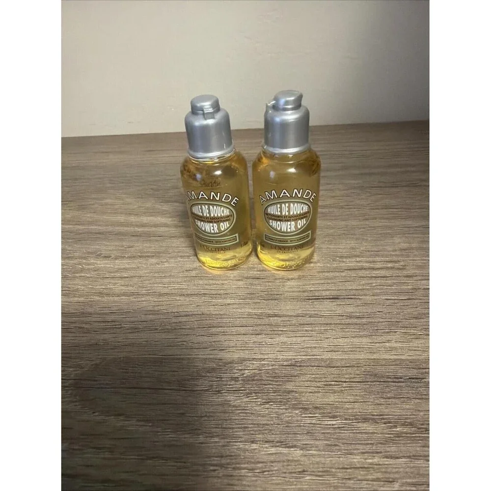 2x L'Occitane Amande Almond Shower Oil Body Wash-Travel Size 1.1 fl oz/35mL-NEW